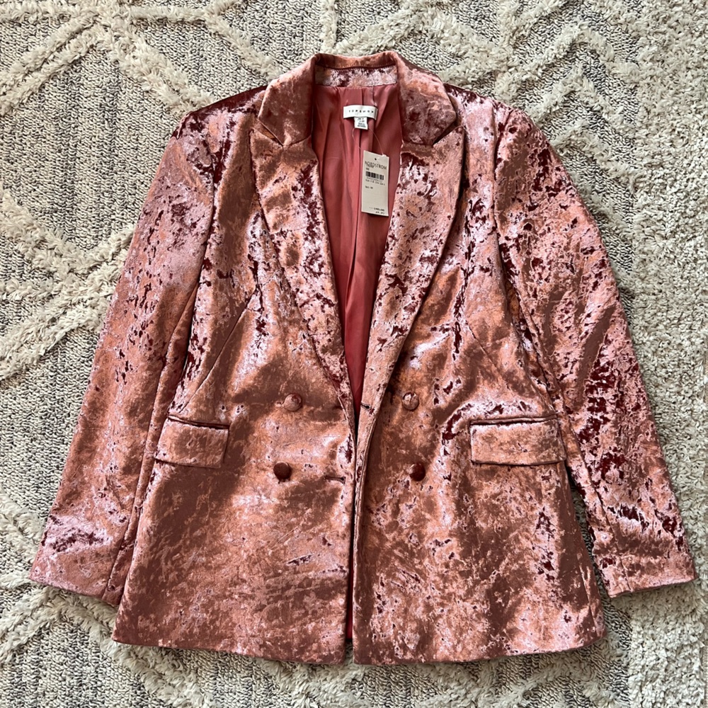 Topshop Pink Velvet Blazer - Picture 2 of 5